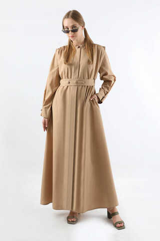 Button Detailed Shirt Dress Mink - 1