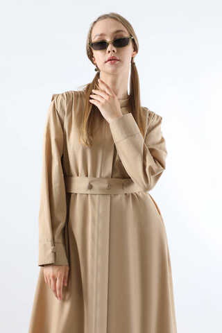 Button Detailed Shirt Dress Mink - 2