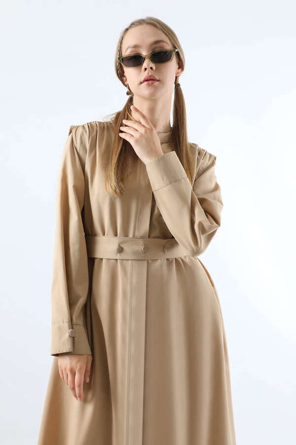 Button Detailed Shirt Dress Mink - 2