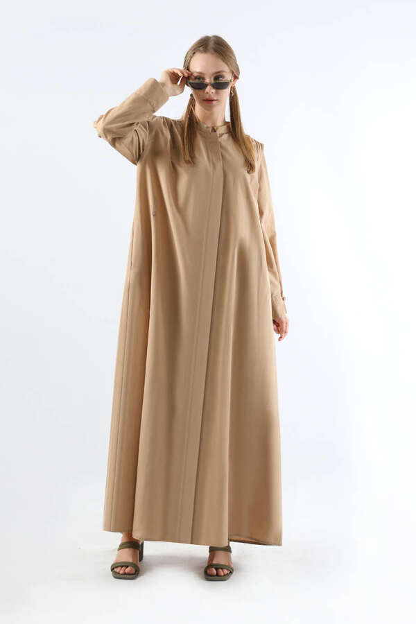 Button Detailed Shirt Dress Mink - 3