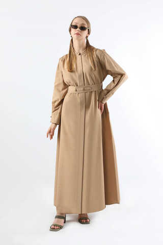 Button Detailed Shirt Dress Mink - 5