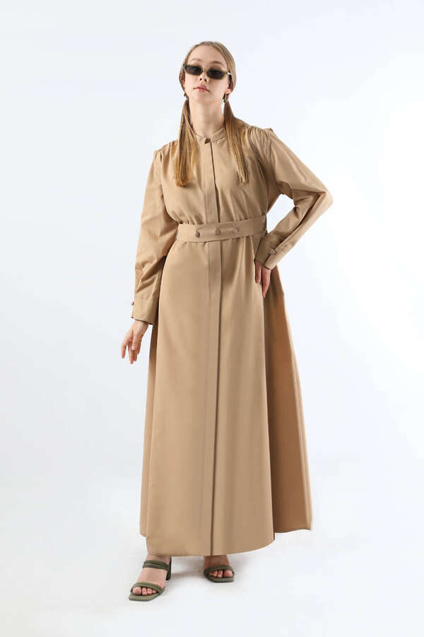 Button Detailed Shirt Dress Mink - 5