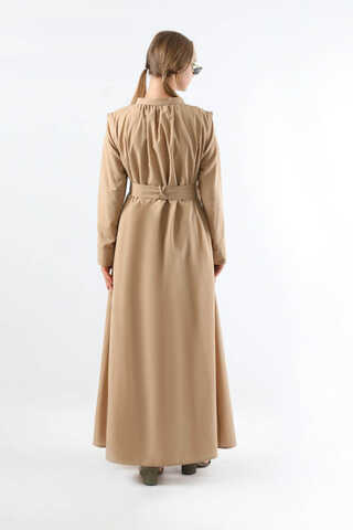 Button Detailed Shirt Dress Mink - 6