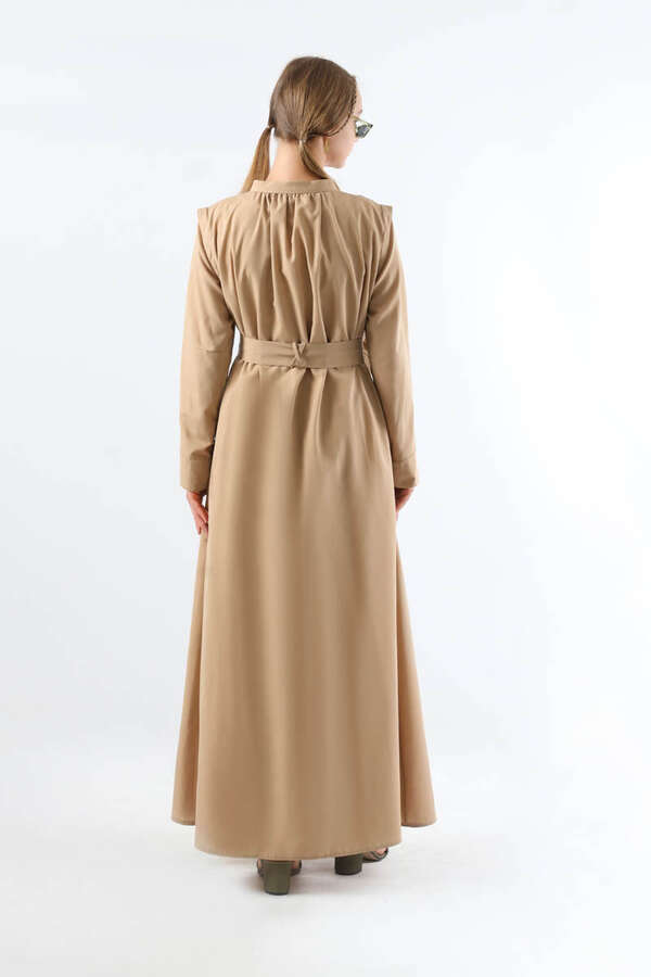 Button Detailed Shirt Dress Mink - 6