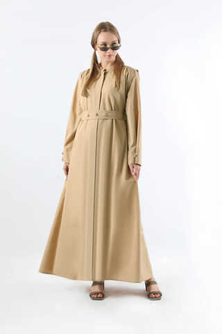 Button Detailed Shirt Dress Stone - 1