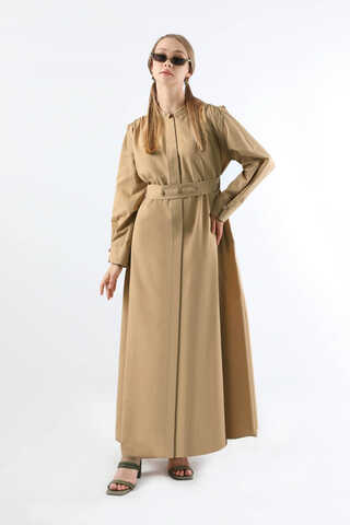 Button Detailed Shirt Dress Stone - 5