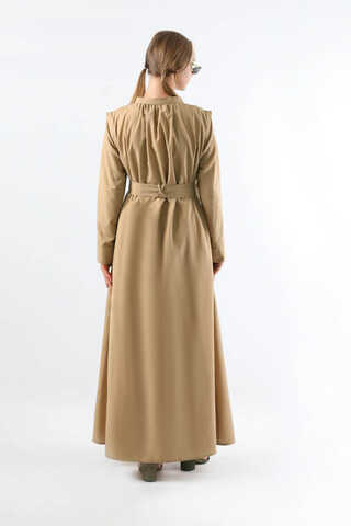 Button Detailed Shirt Dress Stone - 6