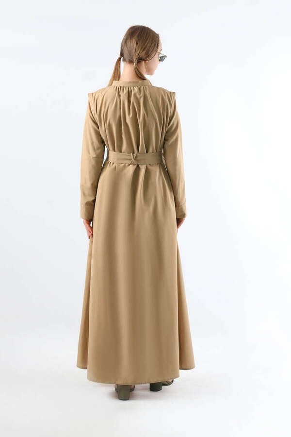 Button Detailed Shirt Dress Stone - 6