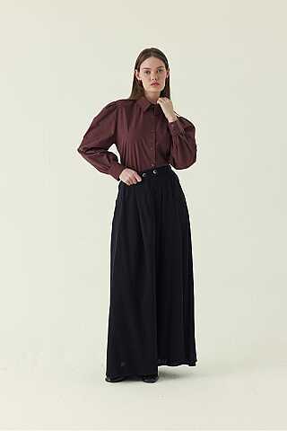 Buttoned Belt Skirt Black - 2
