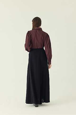 Buttoned Belt Skirt Black - 3