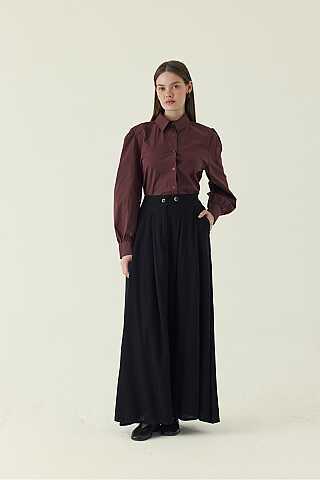 Buttoned Belt Skirt Black - 4