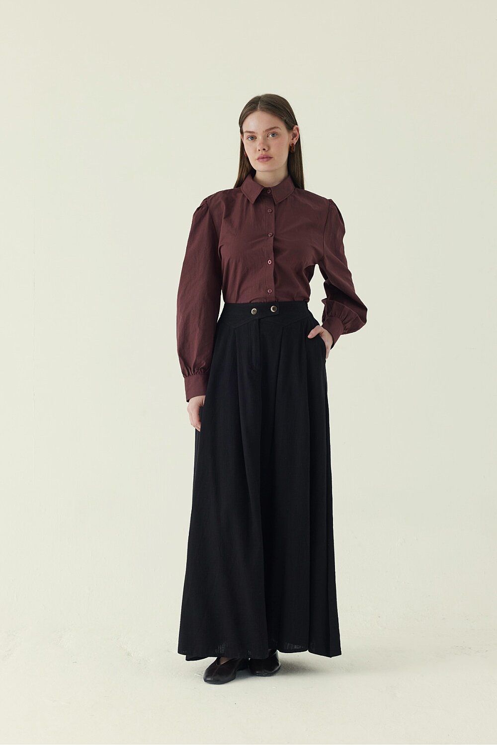 Buttoned Belt Skirt Black - 4
