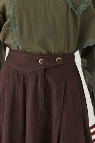 Buttoned Belt Skirt Brown - 2