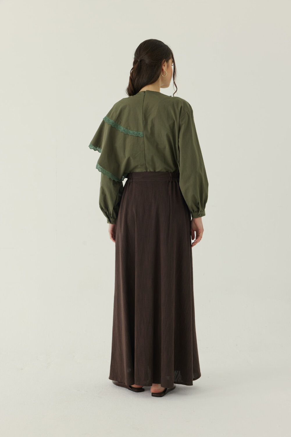 Buttoned Belt Skirt Brown - 3