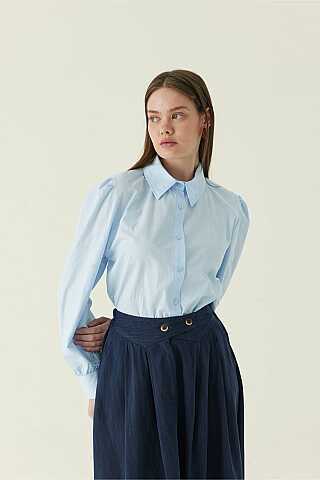 Buttoned Belt Skirt Navy - 1