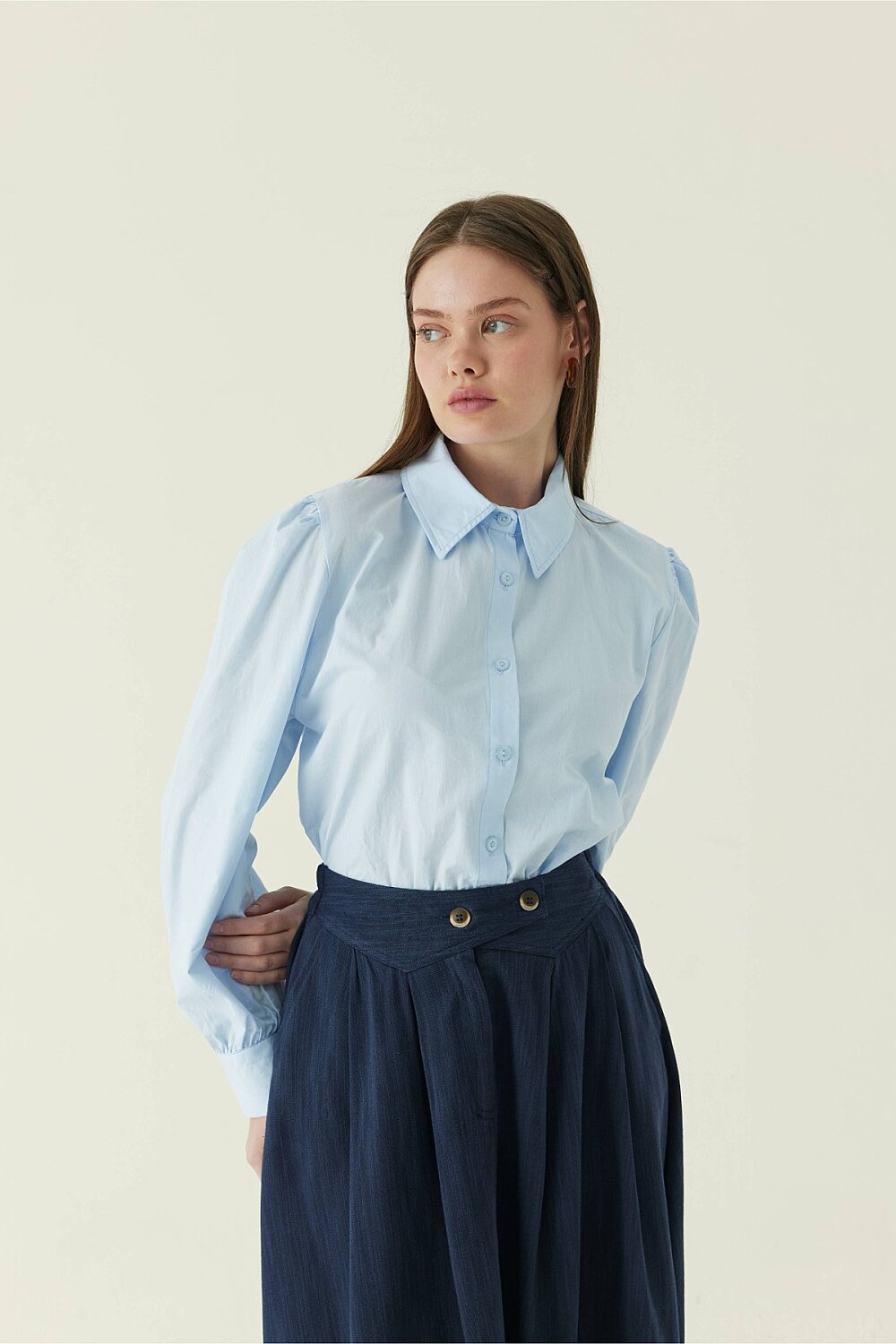 Buttoned Belt Skirt Navy 