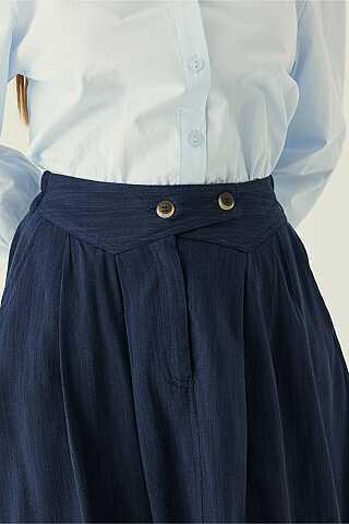 Buttoned Belt Skirt Navy - 3