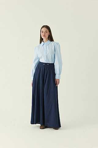 Buttoned Belt Skirt Navy - 5