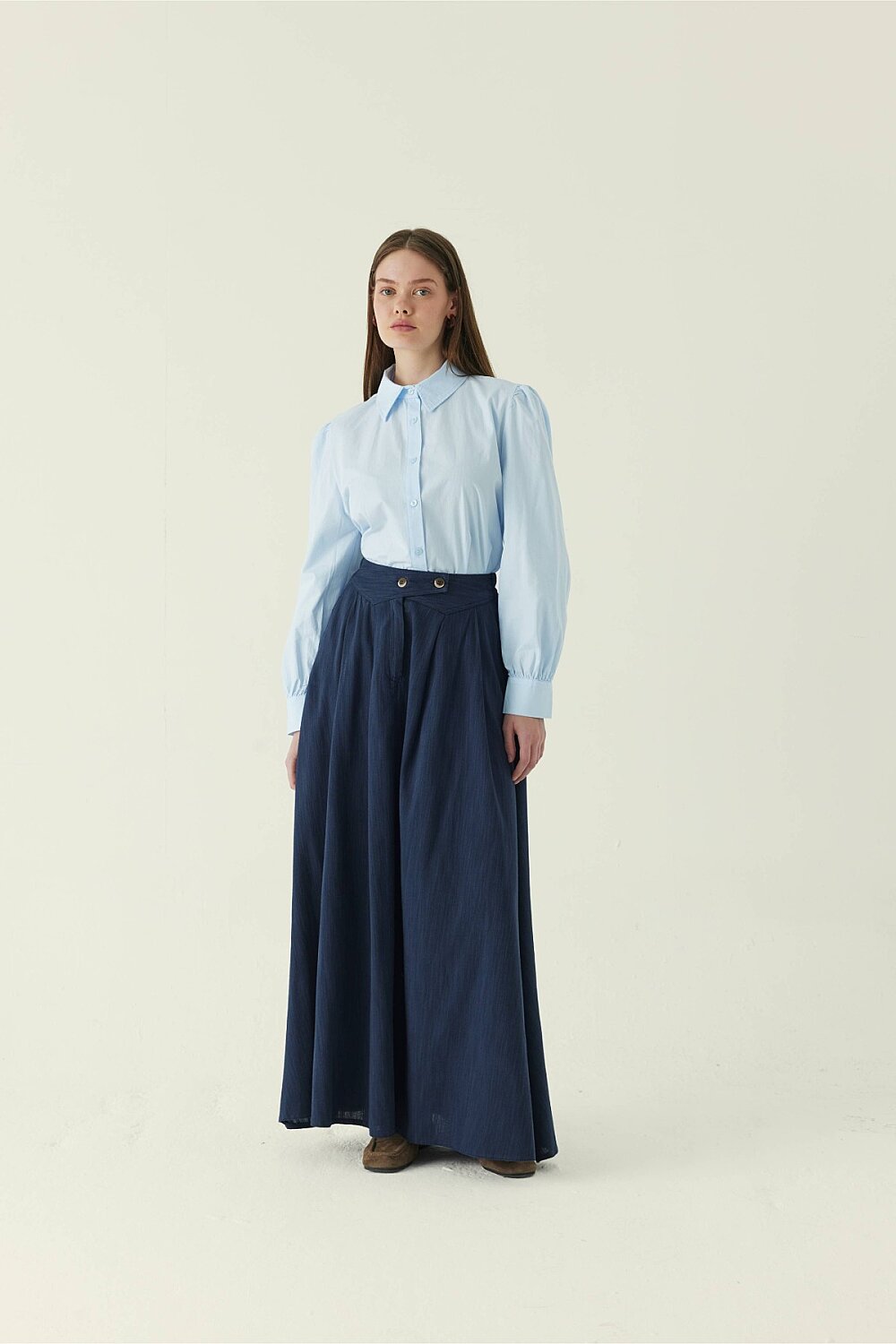 Buttoned Belt Skirt Navy - 5