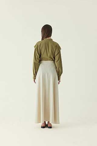 Buttoned Belt Skirt Stone - 5