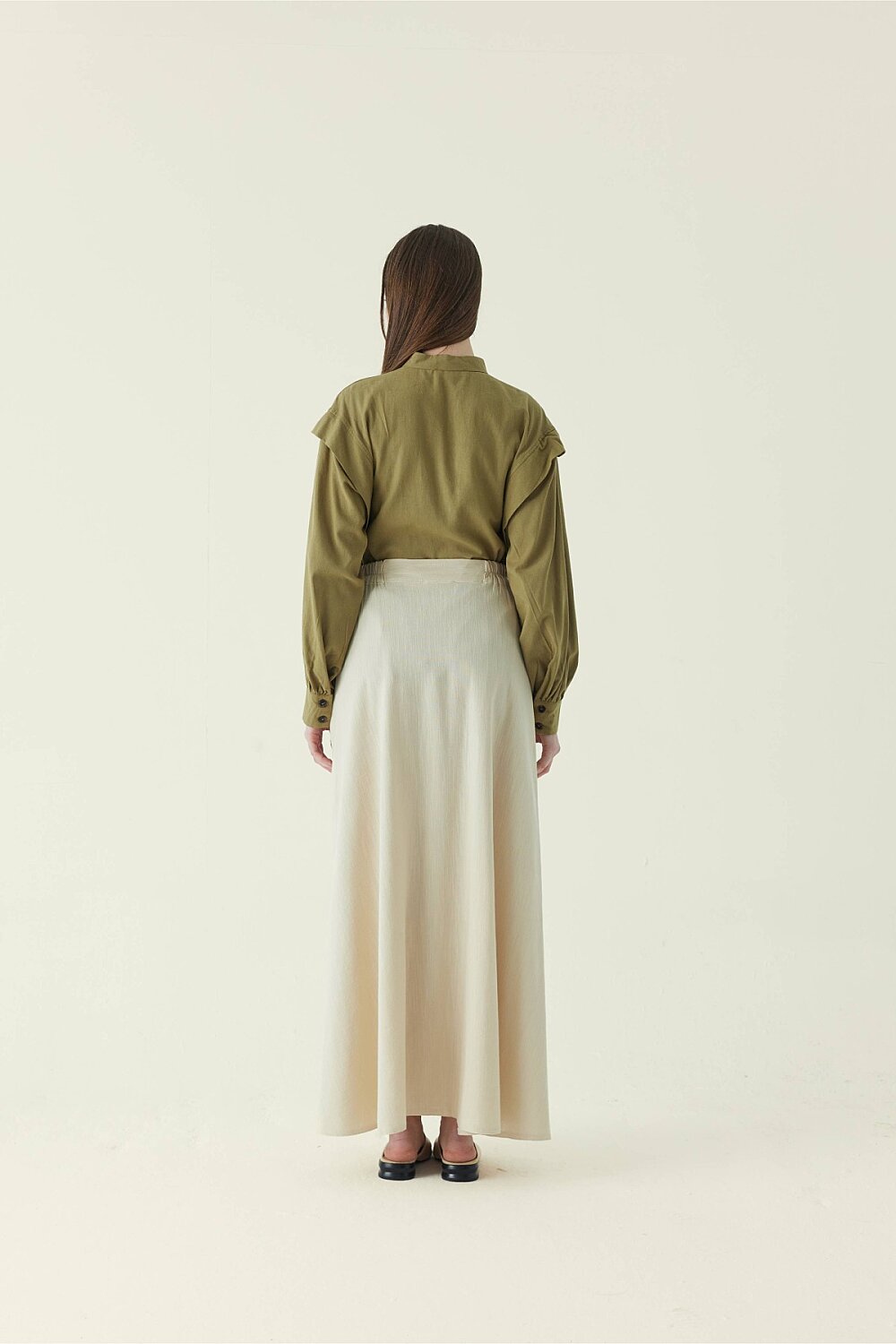 Buttoned Belt Skirt Stone - 5