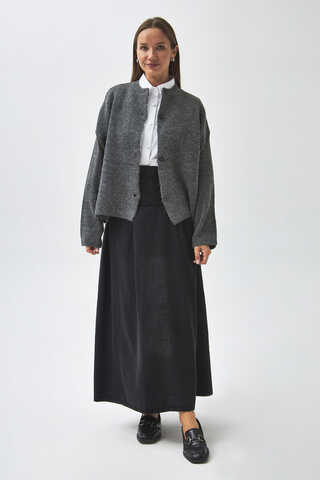 Buttoned Knit Cardigan Anthracite - 7