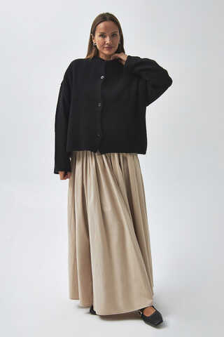 Buttoned Knit Cardigan Black - 4