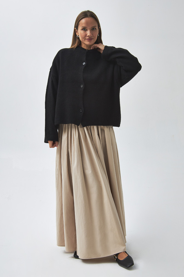 Buttoned Knit Cardigan Black - 4