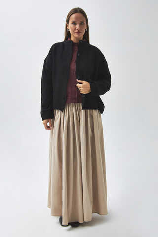 Buttoned Knit Cardigan Black (1)