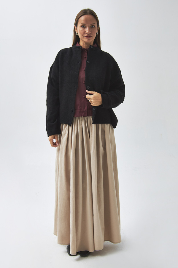 Buttoned Knit Cardigan Black - 2