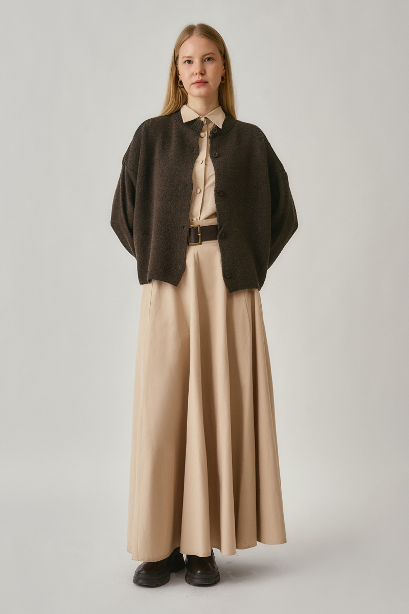 Buttoned Knit Cardigan Brown