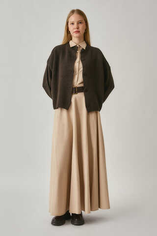 Buttoned Knit Cardigan Brown - 1