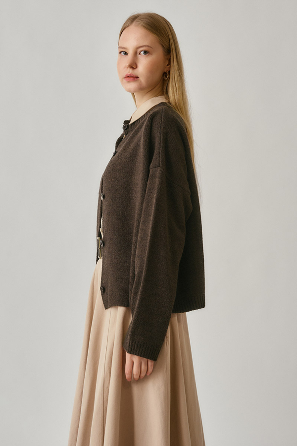 Buttoned Knit Cardigan Brown - 5