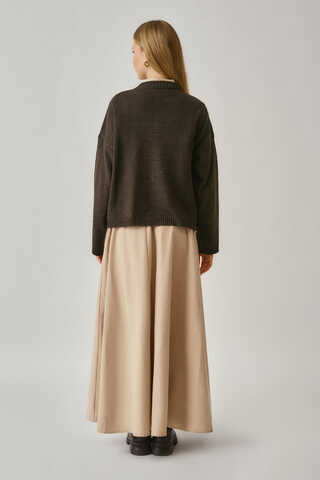 Buttoned Knit Cardigan Brown - 11