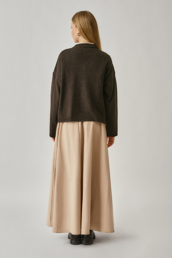 Buttoned Knit Cardigan Brown - 11