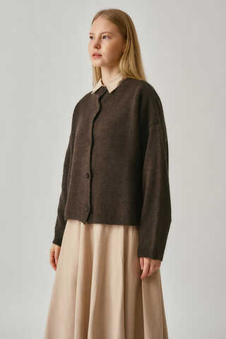 Buttoned Knit Cardigan Brown - 9