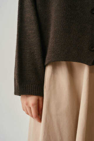 Buttoned Knit Cardigan Brown - 4