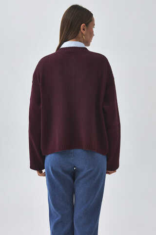 Buttoned Knit Cardigan Burgundy - 17