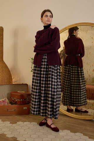 Buttoned Knit Cardigan Burgundy - 4