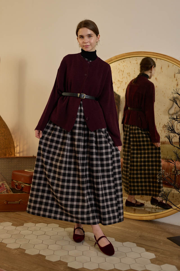 Buttoned Knit Cardigan Burgundy - 6