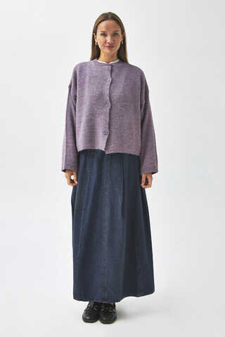 Buttoned Knit Cardigan Lilac - 6