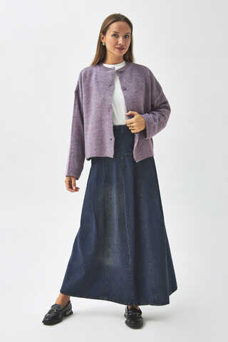 Buttoned Knit Cardigan Lilac - 8