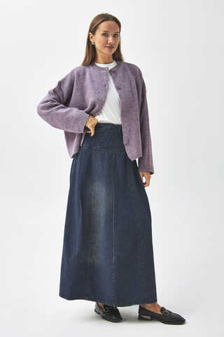 Buttoned Knit Cardigan Lilac - 5