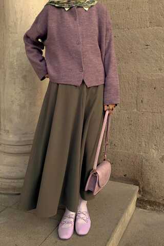 Buttoned Knit Cardigan Lilac