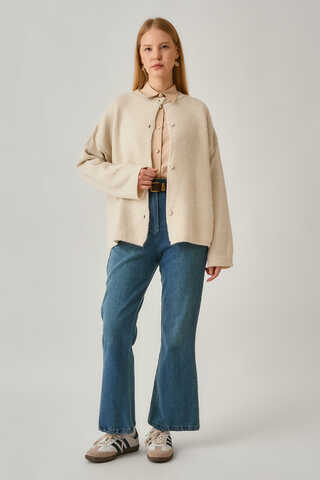 Buttoned Knit Cardigan Ecru - 11