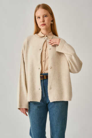 Buttoned Knit Cardigan Ecru - 13