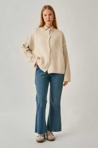 Buttoned Knit Cardigan Ecru - 15