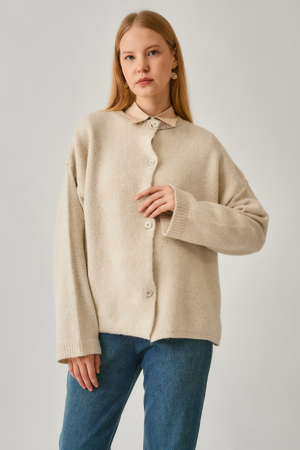 Buttoned Knit Cardigan Ecru - 19