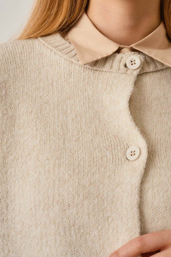 Buttoned Knit Cardigan Ecru - 20