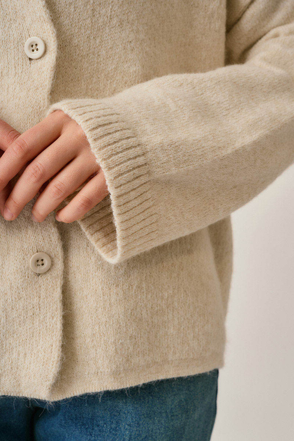 Buttoned Knit Cardigan Ecru - 22